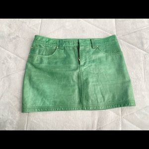 Alice and Olivia green leather mini skirt